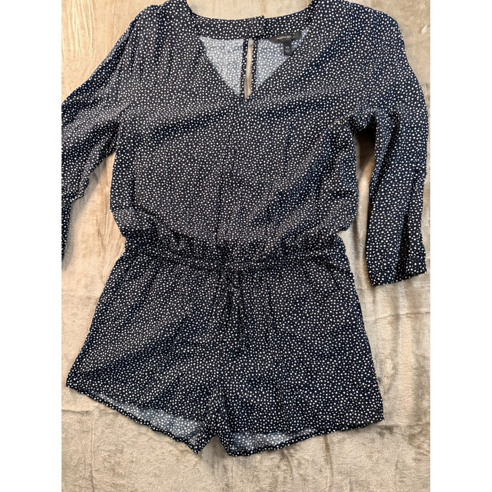 Banana Republic Womens Polka  Dot V-Neck  Romper XS Nautical Scandigirl‎ Preppy